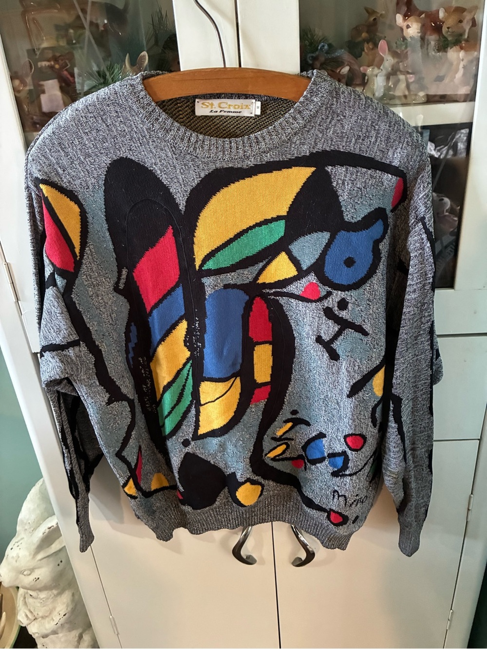 St. Croix Vintage sz M  Men’s Gray Abstract Pattern Sweater